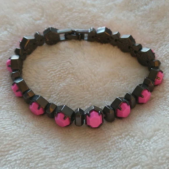 Kendra Scott Magenta and Gunmetal Tara Tennis Bracelet Custom Color Bar